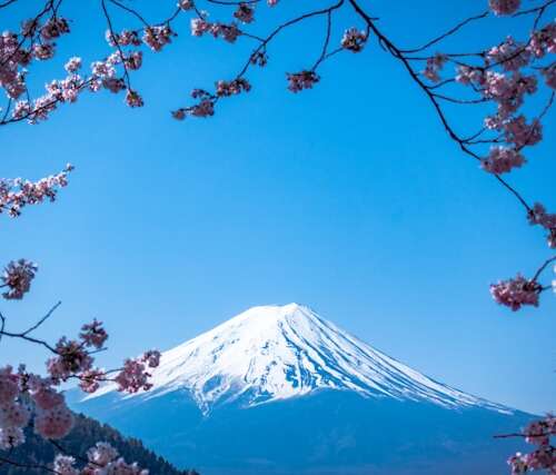 Vista del Monte Fuji en una ruta en Japón